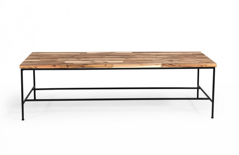 Modrest Bacone Industrial Oak and Black Iron Coffee Table