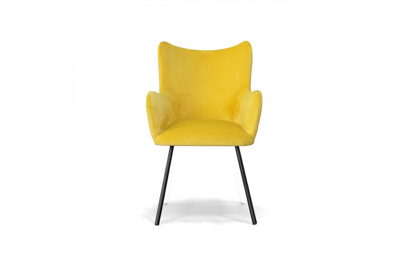 Modrest Barrett Modern Yellow Velvet Dining Chair