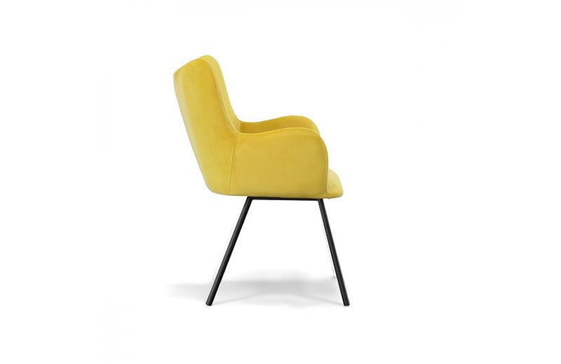 Modrest Barrett Modern Yellow Velvet Dining Chair