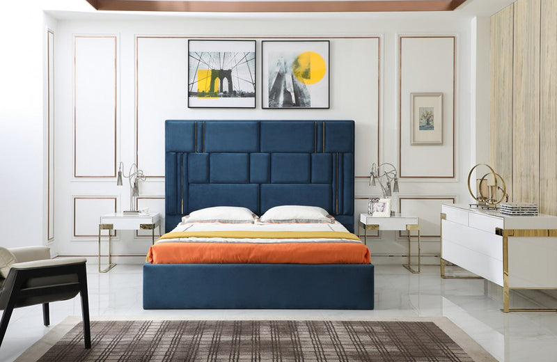 Modrest Adonis Modern Blue Fabric Bed