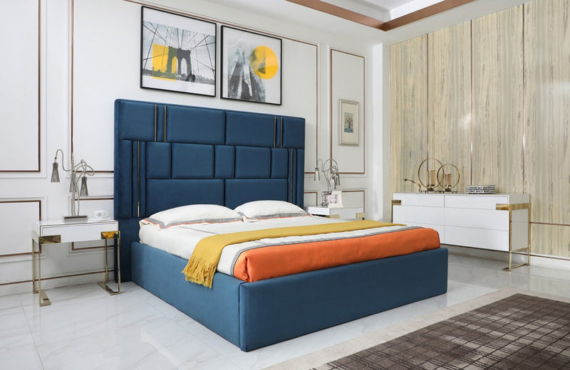 Modrest Adonis Modern Blue Fabric Bed