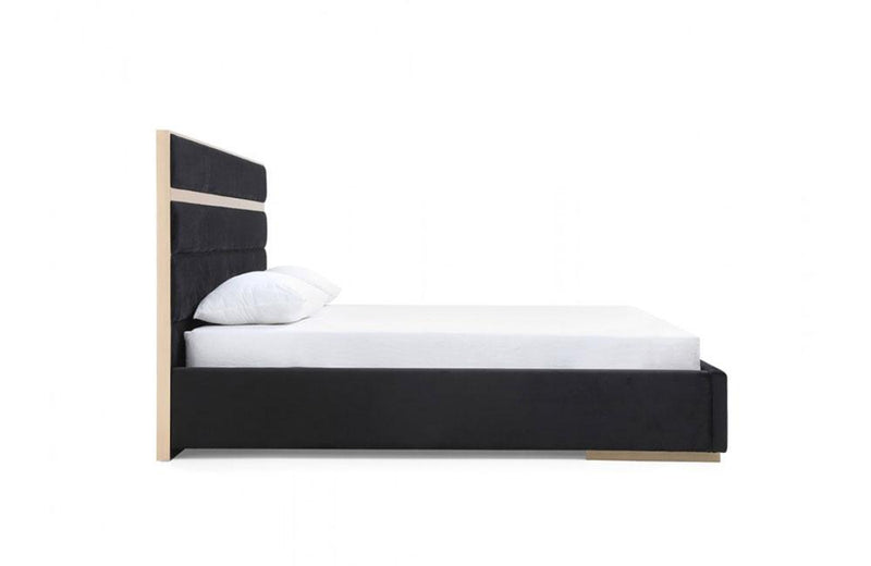 Cartier Modern Black Velvet & Brushed Bronze Bed