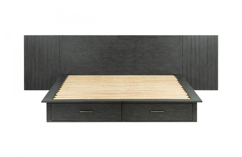 Modrest Manchester Contemporary Platform Dark Grey Bed with Drawers