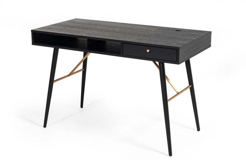 Modrest Billy Modern Black Oak & Gold Desk