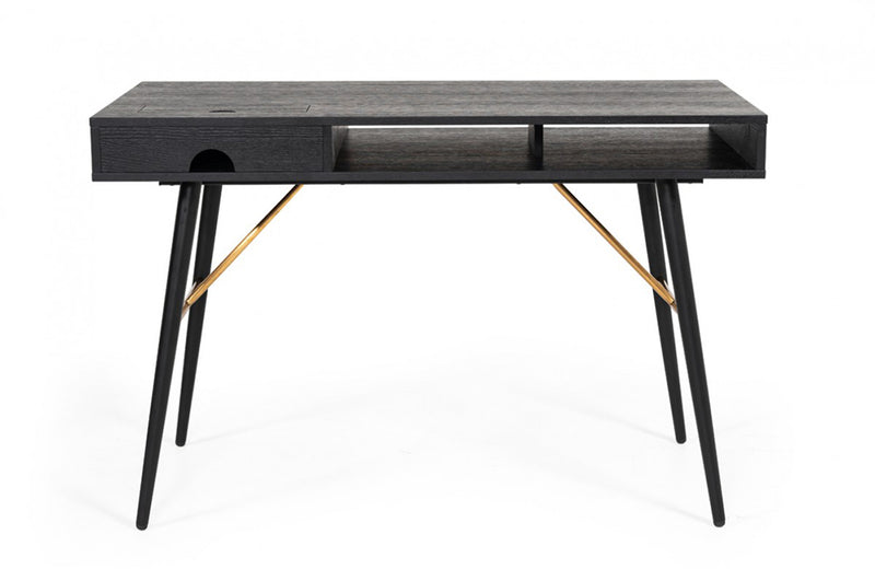 Modrest Billy Modern Black Oak & Gold Desk