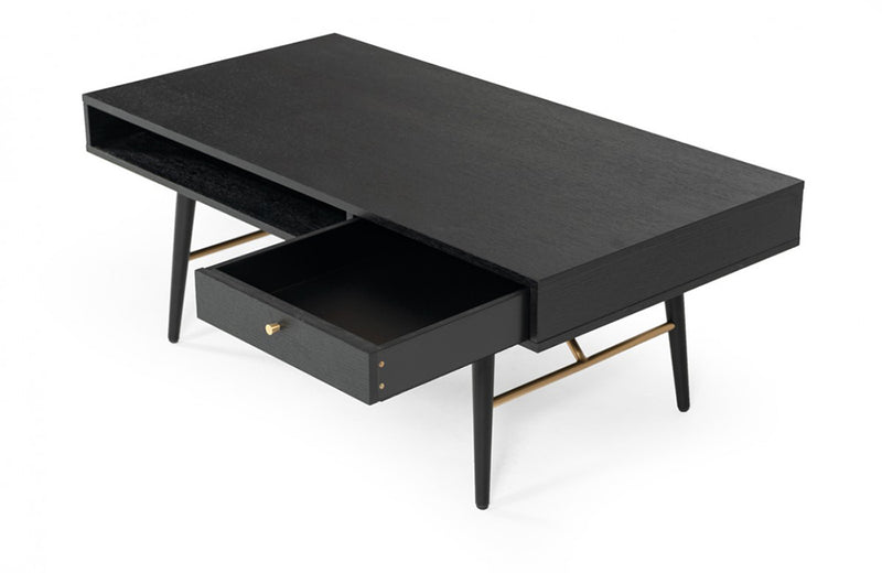 Modrest Billy Modern Black Oak & Gold Coffee Table