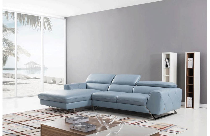 Aletta Blue Leather Sectional Sofa