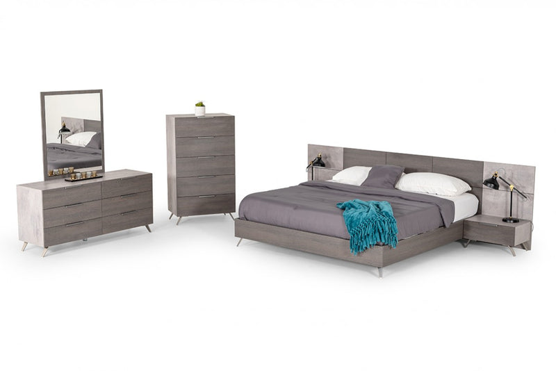 Nova Domus Bronx Italian Modern Faux Concrete & Grey Bed