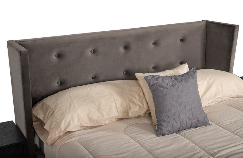 Nova Domus Bryan Modern Grey Velvet & Gold Bed