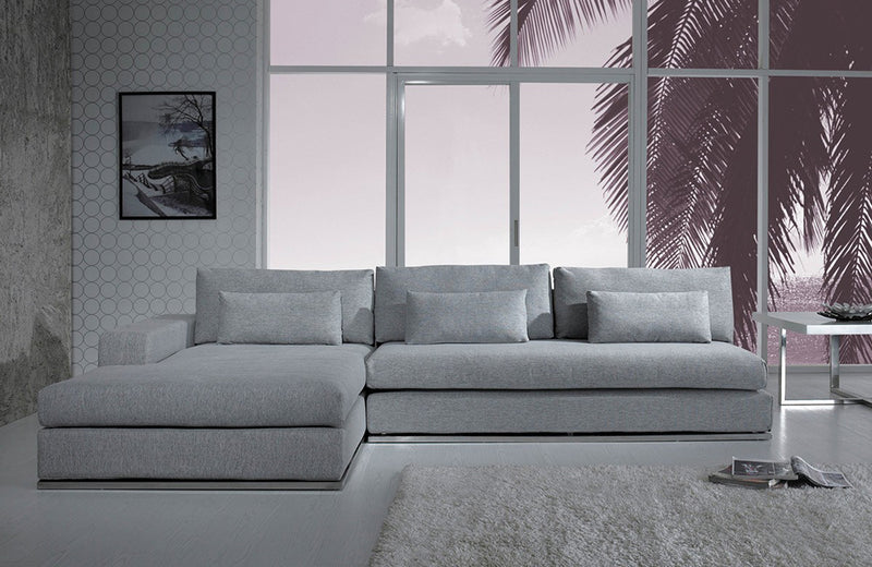 Divani Casa Ashfield Modern Grey Fabric Left Facing Sectional Sofa