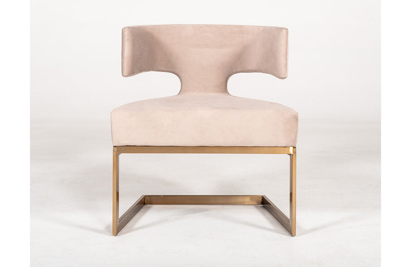 Modrest Calvo Modern Off-White Velvet & Brass Dining Chair