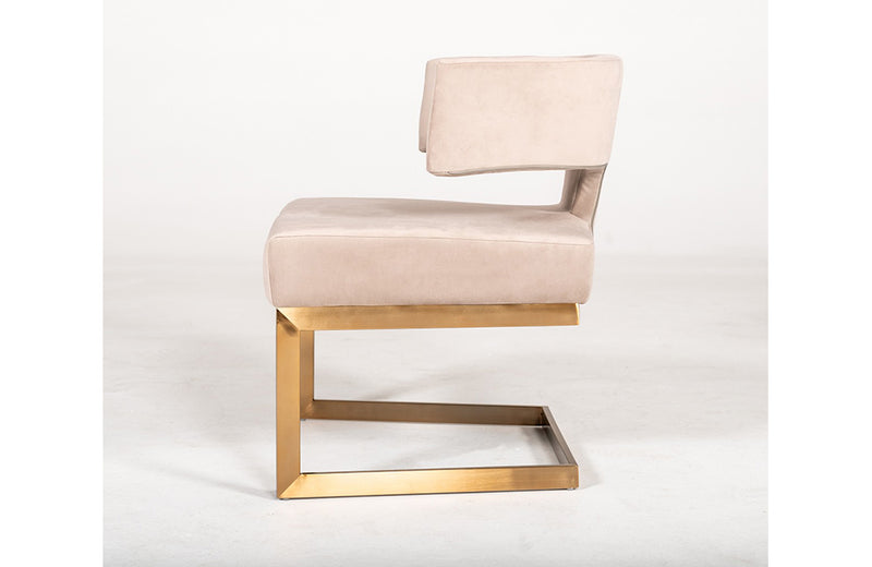 Modrest Calvo Modern Off-White Velvet & Brass Dining Chair