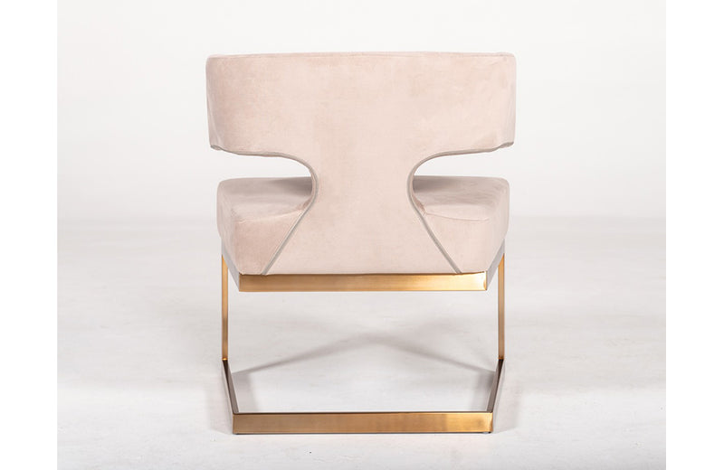 Modrest Calvo Modern Off-White Velvet & Brass Dining Chair