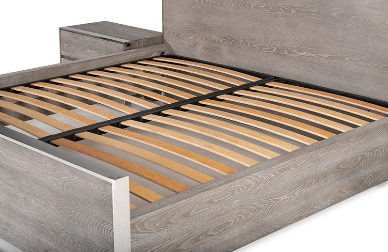 Modrest Charlene Modern Grey Elm & Stainless Steel Bed