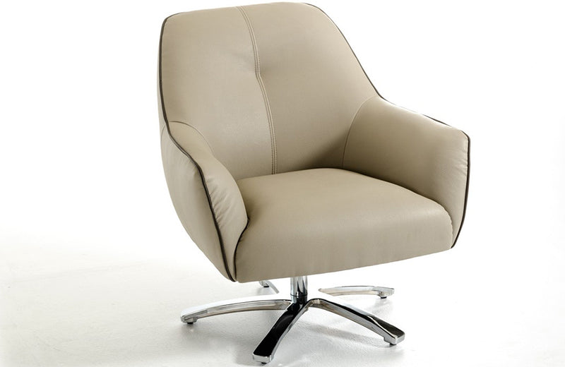 Divani Casa Clover Modern Light Grey and Dark Grey Eco-Leather Lounge Chair