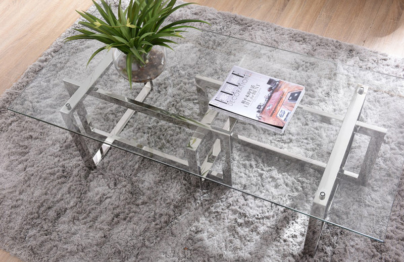 Modrest Valiant Modern Glass & Stainless Steel Coffee Table