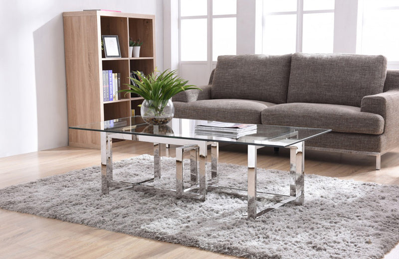 Modrest Valiant Modern Glass & Stainless Steel Coffee Table