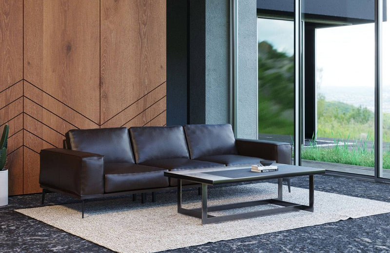 Darwin Italian Modern Dark Brown Leather Sofa