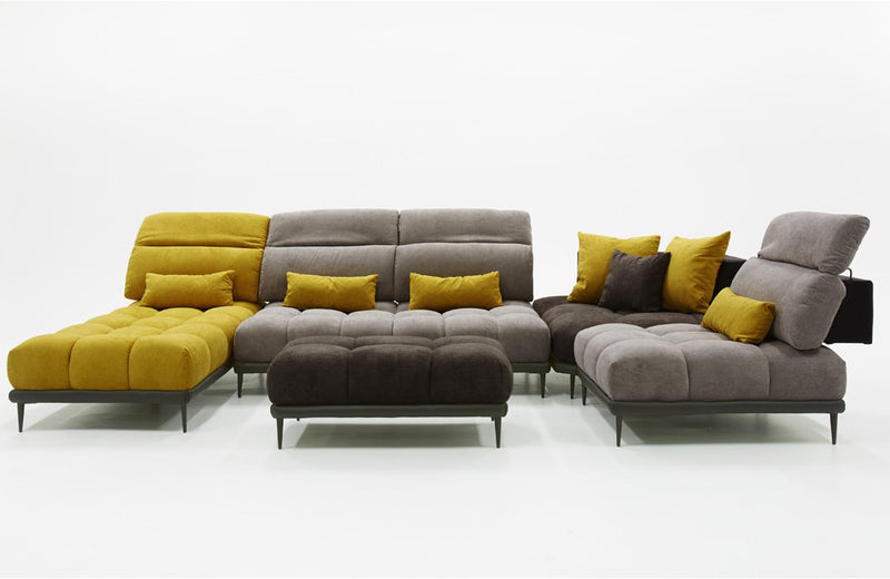 David Ferrari Display Italian Modern Grey + Yellow Fabric Modular Sectional Sofa