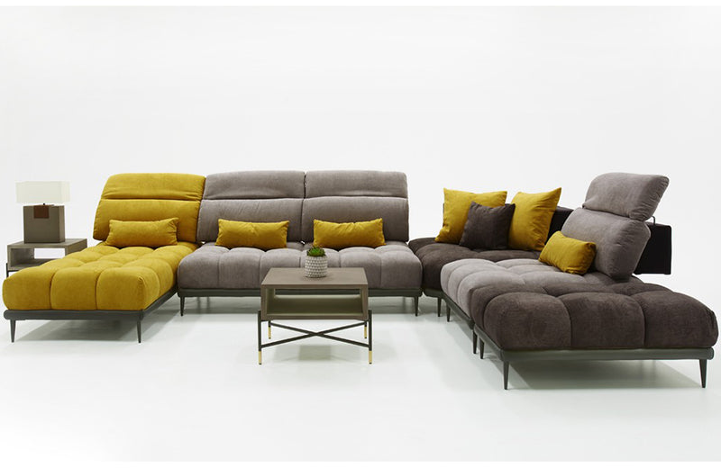 David Ferrari Display Italian Modern Grey + Yellow Fabric Modular Sectional Sofa