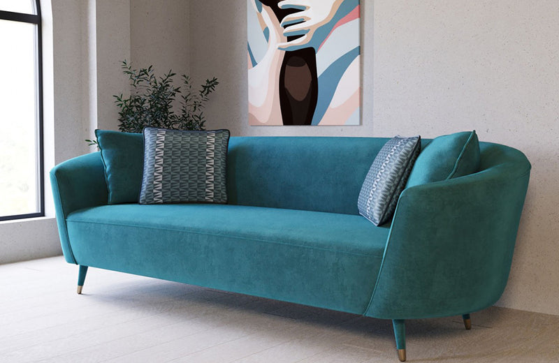 Divani Casa Jenner Modern Aqua Velvet Sofa