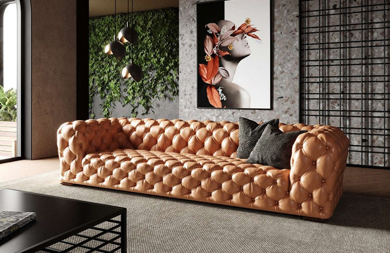 Divani Casa Dexter Transitional Camel Tufted Sofa