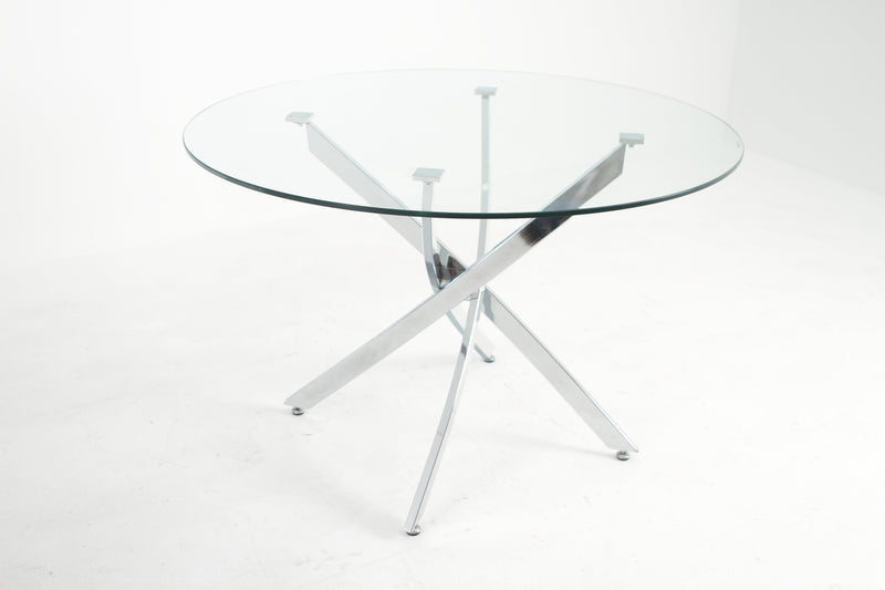 Galla Glass Dining Set with light gray chairs