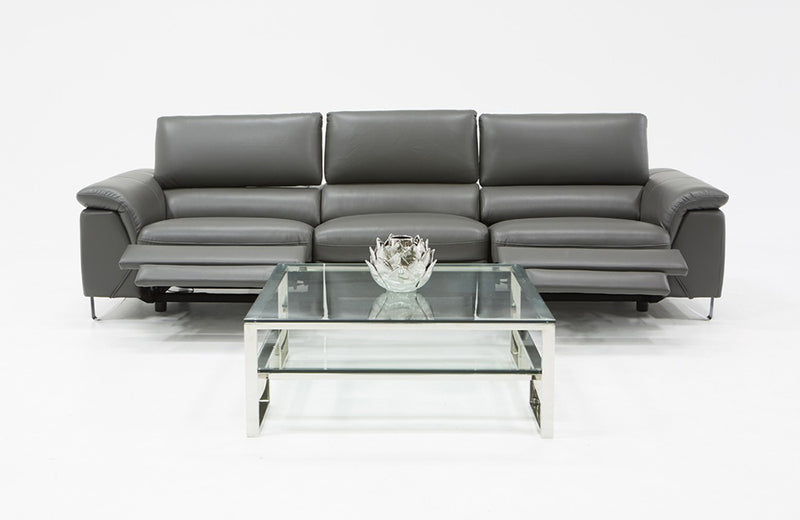 Divani Casa Maine Modern Grey Eco-Leather Sofa w/ Electric Recliners