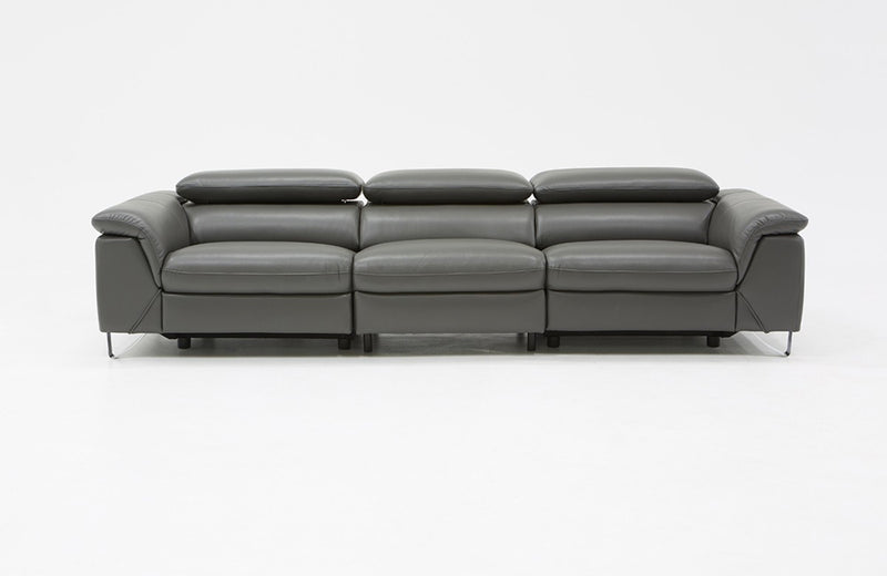 Divani Casa Maine Modern Grey Eco-Leather Sofa w/ Electric Recliners