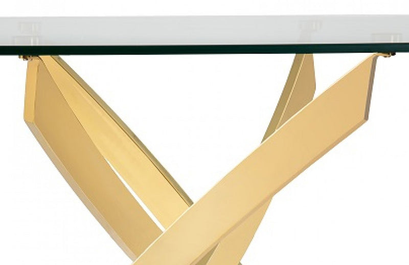 Modrest Pyrite Modern Glass and Gold Console Table