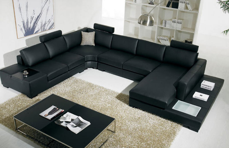 Divani Casa T35 Modern Bonded Leather Sectional Sofa With Light