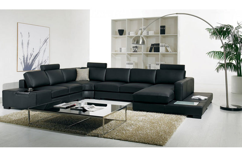 Divani Casa T35 Modern Bonded Leather Sectional Sofa With Light