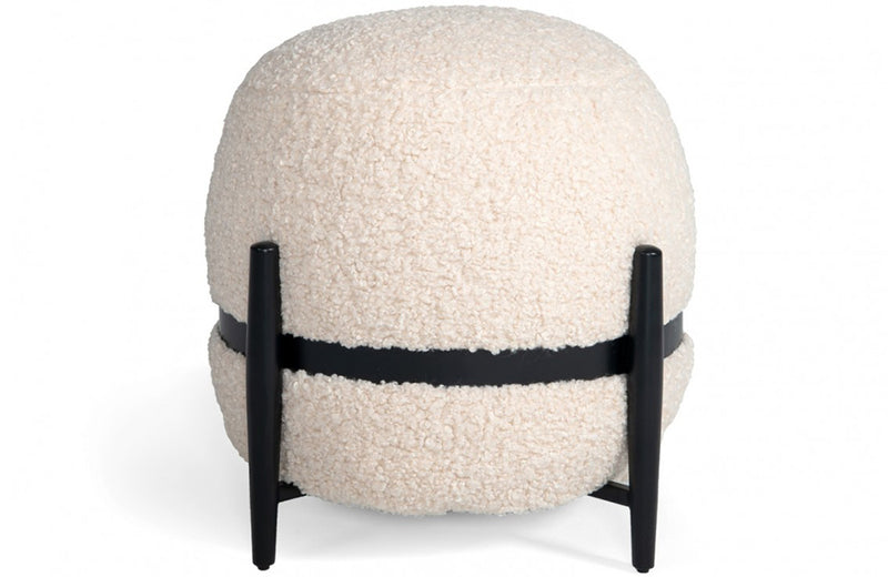 Divani Casa Fouston Contemporary White Sherpa Ottoman