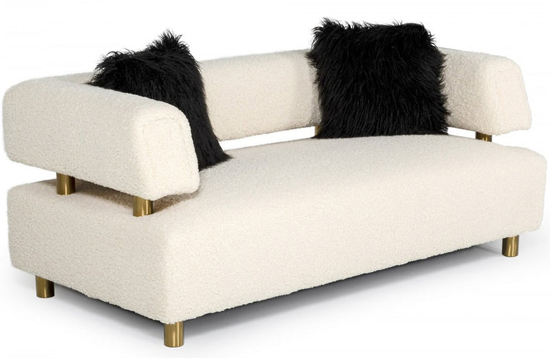 Divani Casa Gannet Glam Beige Fabric Loveseat