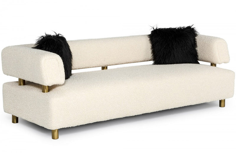 Divani Casa Gannet Glam Beige Fabric Sofa