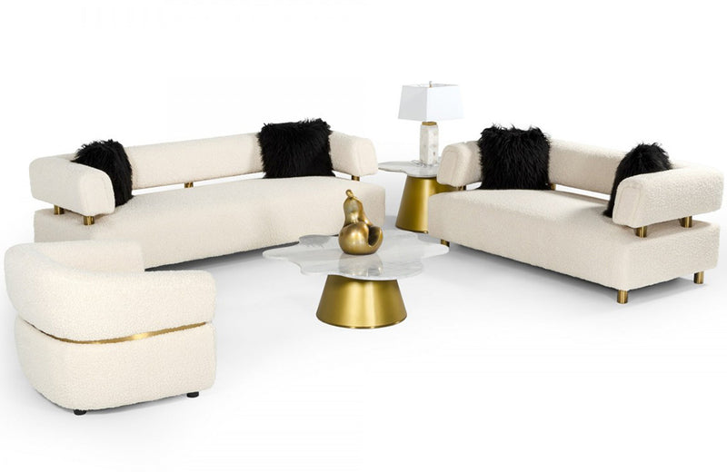 Divani Casa Gannet Glam Beige Fabric Sofa