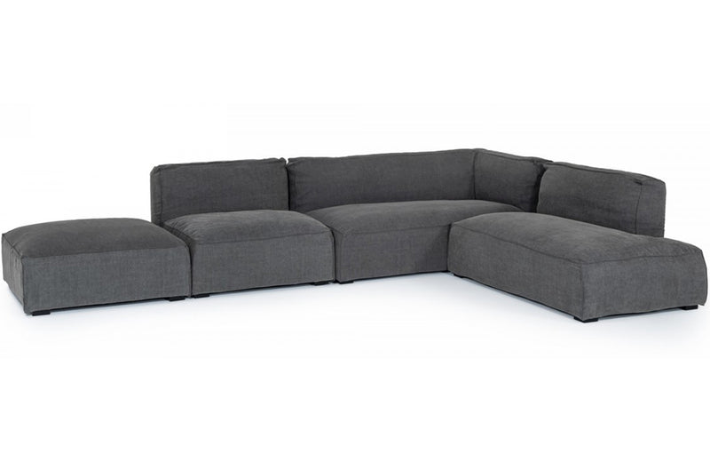 Divani Casa Hearn Contemporary Dark Grey Fabric Modular Sectional Sofa