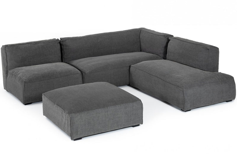 Divani Casa Hearn Contemporary Dark Grey Fabric Modular Sectional Sofa