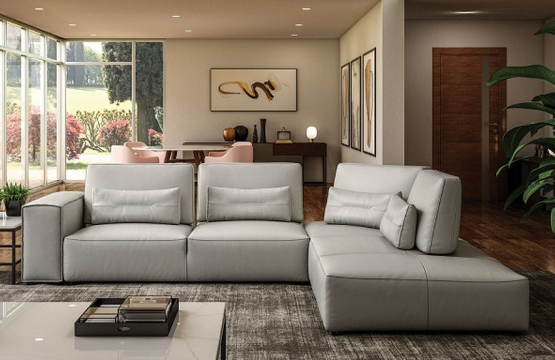 Coronelli Collezioni Hollywood Italian Light Grey Leather Sectional Sofa