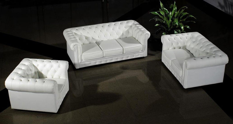 Lorenzo Modern White Half Leather Sofa Set