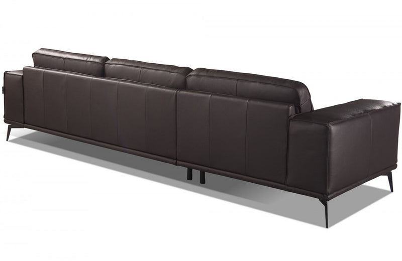 Darwin Italian Modern Dark Brown Leather Sofa