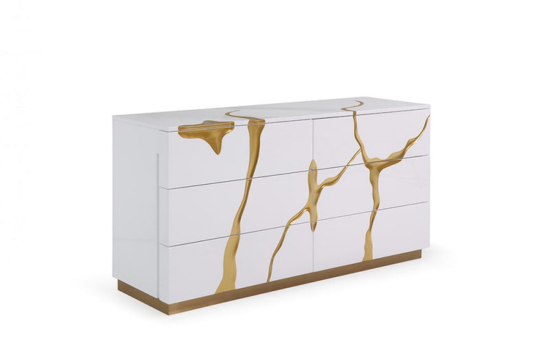 Modrest Aspen Modern White & Gold Dresser