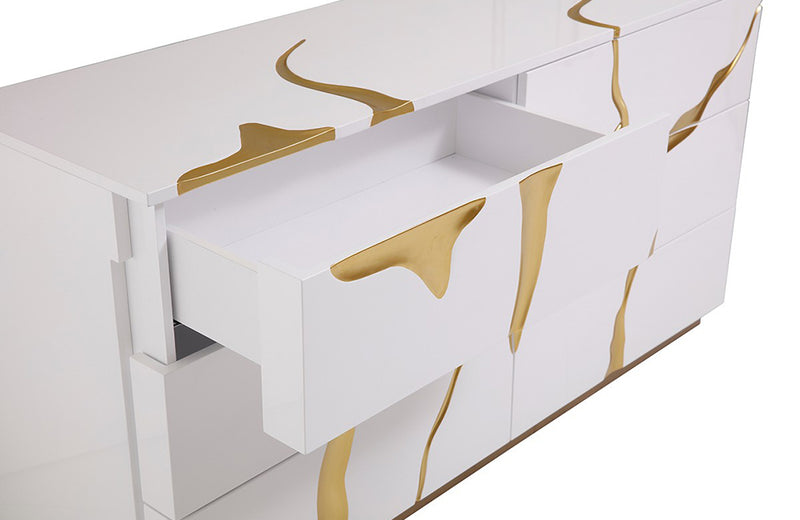 Modrest Aspen Modern White & Gold Dresser