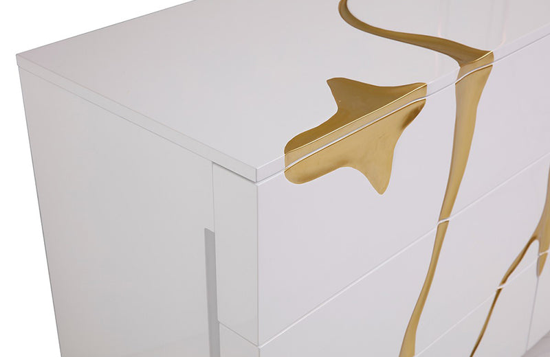 Modrest Aspen Modern White & Gold Dresser