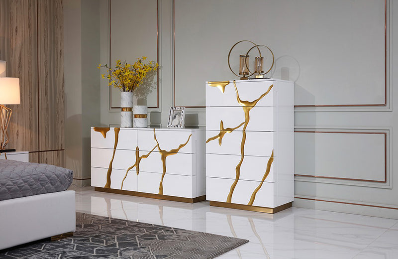 Modrest Aspen Modern White & Gold Dresser