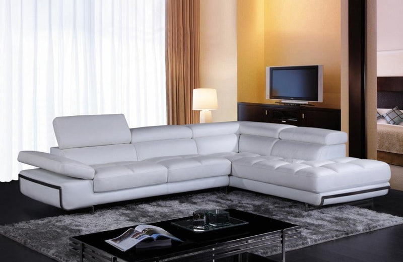 Dante Divani Casa Myst Mini Modern White Eco-Leather Sectional Sofa