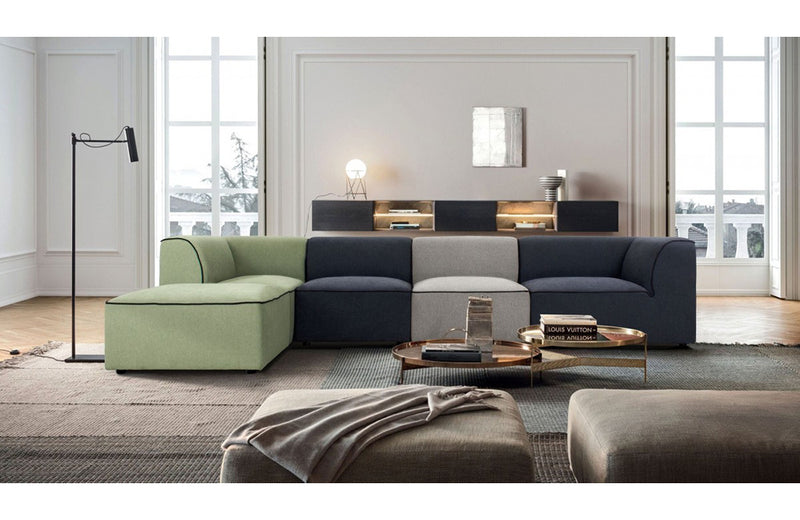 Divani Casa Polo Modern Green + Blue + Grey Fabric Modular Sectional Sofa