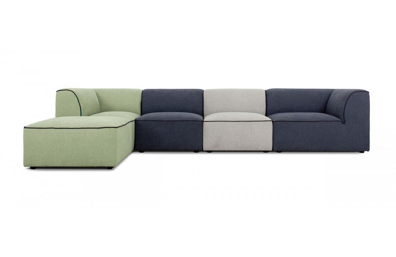 Divani Casa Polo Modern Green + Blue + Grey Fabric Modular Sectional Sofa