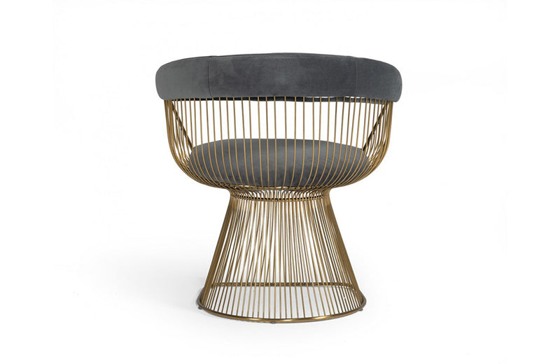 Modrest Lauren Grey Velvet and Brushed Gold Dining Chair