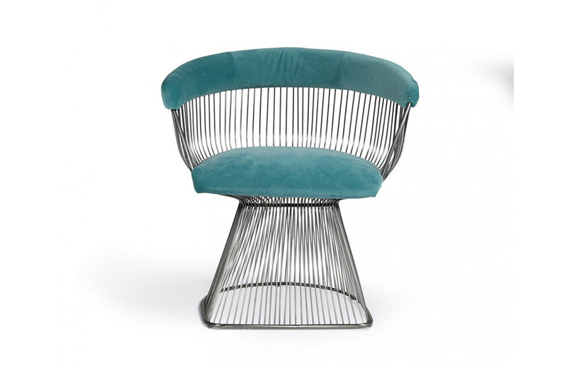 Modrest Lauren Teal Velvet and Brushed Silver Dining Chair